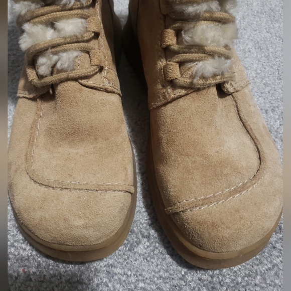 Report Sierra Leather Faur Boots Womens Size 7.5 Shearling Tan Platform - Picture 4 of 16